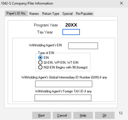 Company/Filer Information box