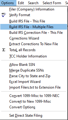 Build IRS File Multiple