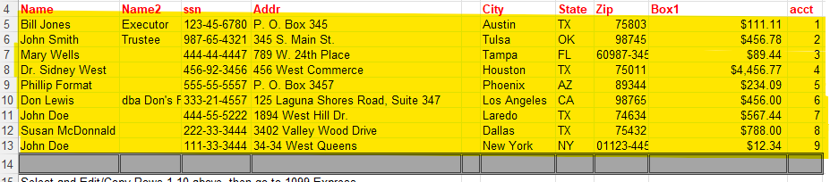 Excel Spreadsheet Highlight