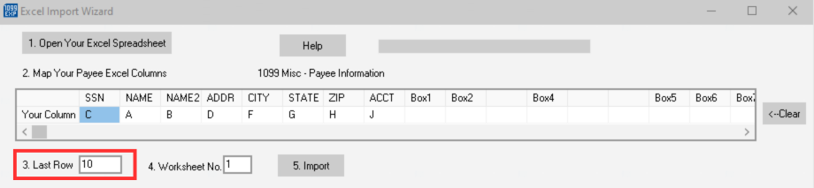 Excel Import Wizard mapping