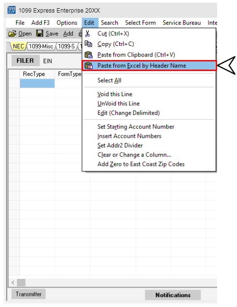 Paste from excel by header name