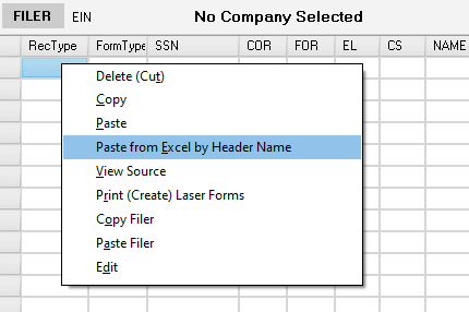 Paste from Excel